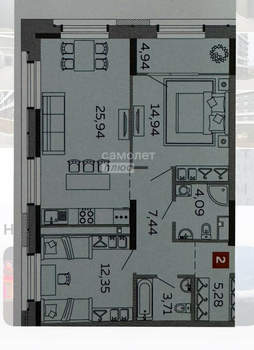 2-к квартира, сданный дом, 78м2, 2/25 этаж