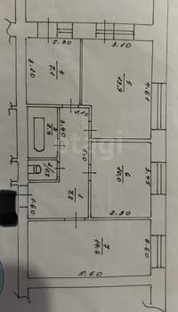 3-к квартира, вторичка, 59м2, 2/2 этаж