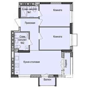 2-к квартира, строящийся дом, 59м2, 5/17 этаж