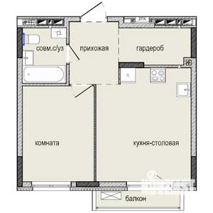 1-к квартира, строящийся дом, 41м2, 4/16 этаж