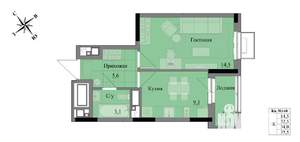 1-к квартира, вторичка, 34м2, 11/17 этаж