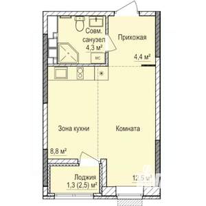 1-к квартира, строящийся дом, 31м2, 5/17 этаж