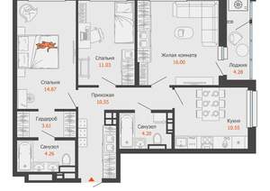 3-к квартира, вторичка, 77м2, 10/15 этаж