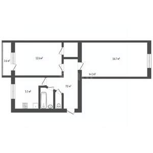 2-к квартира, вторичка, 44м2, 3/5 этаж