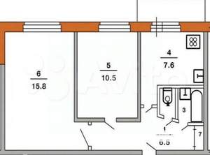 2-к квартира, вторичка, 44м2, 4/9 этаж