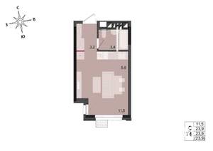 Студия квартира, строящийся дом, 24м2, 12/17 этаж