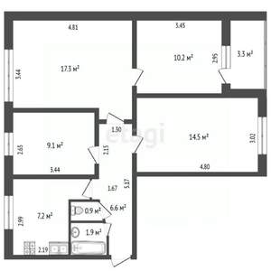 4-к квартира, вторичка, 67м2, 9/9 этаж