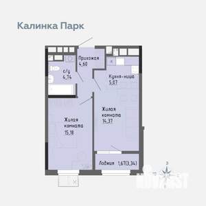1-к квартира, вторичка, 45м2, 7/17 этаж