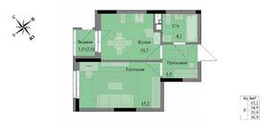 1-к квартира, вторичка, 36м2, 5/17 этаж