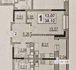 1-к квартира, вторичка, 38м2, 10/17 этаж