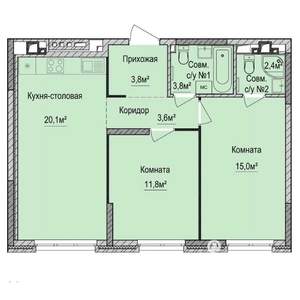 2-к квартира, вторичка, 60м2, 2/17 этаж