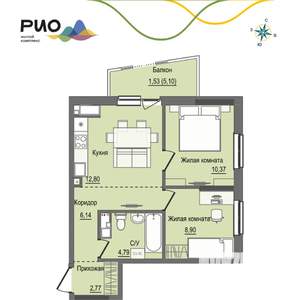 2-к квартира, вторичка, 47м2, 17/17 этаж