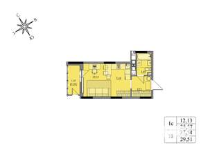 Студия квартира, вторичка, 28м2, 6/17 этаж