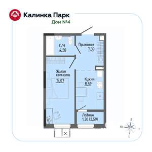 1-к квартира, вторичка, 37м2, 2/17 этаж