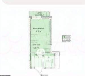 Студия квартира, вторичка, 25м2, 1/18 этаж