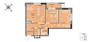 3-к квартира, вторичка, 59м2, 3/17 этаж