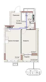 1-к квартира, сданный дом, 48м2, 8/17 этаж