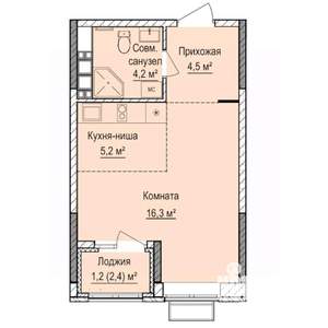 Студия квартира, вторичка, 31м2, 8/17 этаж
