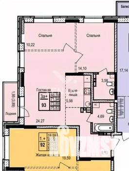 3-к квартира, вторичка, 72м2, 11/27 этаж