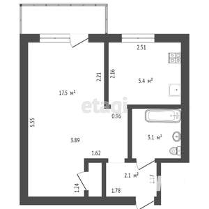 1-к квартира, вторичка, 30м2, 4/5 этаж