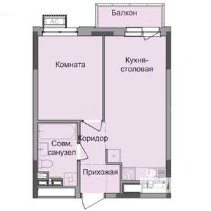 1-к квартира, строящийся дом, 38м2, 12/17 этаж