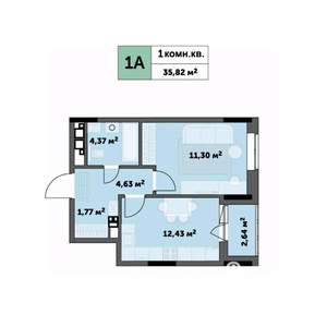 1-к квартира, строящийся дом, 36м2, 26/26 этаж