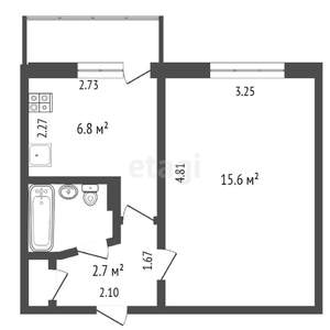 1-к квартира, вторичка, 28м2, 3/9 этаж