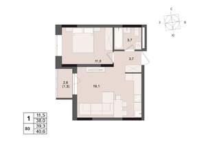 1-к квартира, вторичка, 39м2, 10/17 этаж