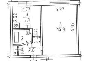 1-к квартира, вторичка, 29м2, 6/9 этаж