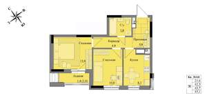 2-к квартира, вторичка, 44м2, 10/17 этаж