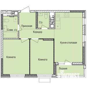 2-к квартира, строящийся дом, 58м2, 17/17 этаж