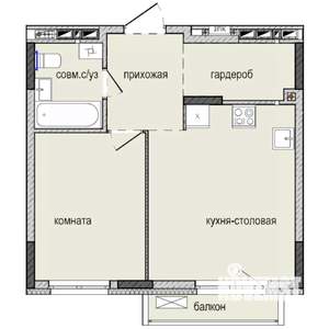 1-к квартира, строящийся дом, 41м2, 6/16 этаж