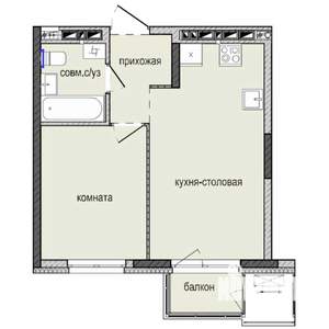 1-к квартира, строящийся дом, 35м2, 8/16 этаж