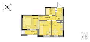 2-к квартира, вторичка, 44м2, 15/17 этаж