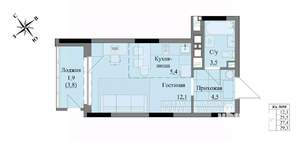 Студия квартира, вторичка, 27м2, 7/17 этаж