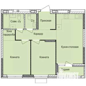 2-к квартира, строящийся дом, 58м2, 11/17 этаж
