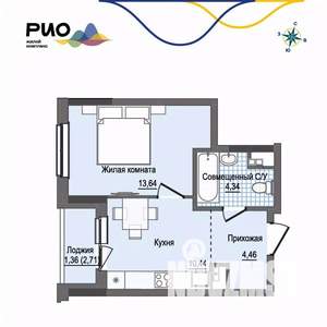 1-к квартира, вторичка, 34м2, 13/17 этаж