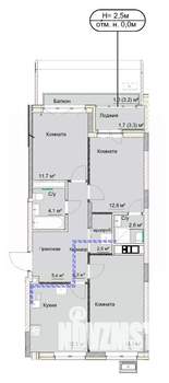 3-к квартира, сданный дом, 81м2, 2/17 этаж