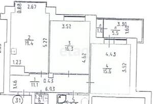 2-к квартира, вторичка, 70м2, 8/16 этаж