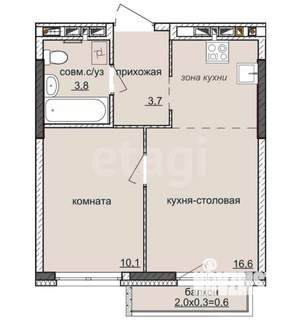 1-к квартира, вторичка, 37м2, 15/17 этаж