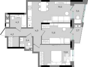 2-к квартира, вторичка, 67м2, 3/16 этаж