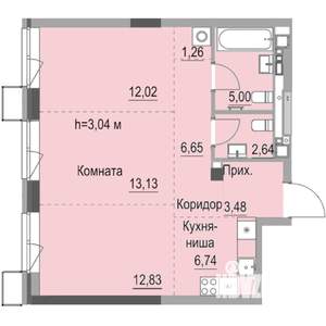 Студия квартира, строящийся дом, 64м2, 3/23 этаж