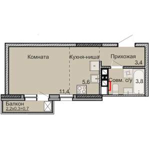 Студия квартира, вторичка, 25м2, 13/17 этаж