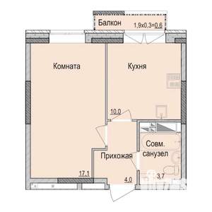 1-к квартира, строящийся дом, 35м2, 7/14 этаж