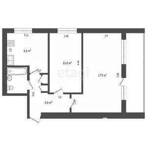 2-к квартира, вторичка, 46м2, 10/12 этаж