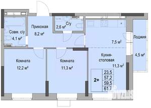 2-к квартира, вторичка, 60м2, 2/17 этаж
