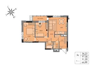 3-к квартира, вторичка, 59м2, 8/17 этаж
