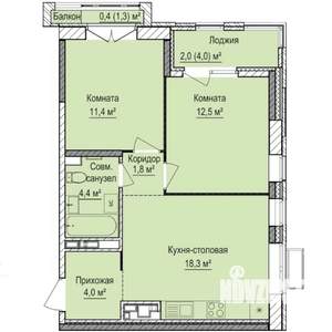 2-к квартира, строящийся дом, 55м2, 10/17 этаж