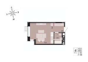 Студия квартира, строящийся дом, 26м2, 11/17 этаж