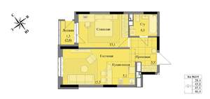 2-к квартира, вторичка, 45м2, 15/17 этаж